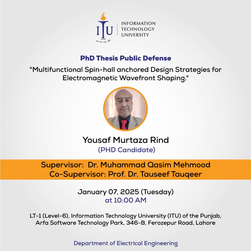 Murtza Rind Public PhD Defense | Yousaf Murtaza Rind (PhDEE17009) | Information ...